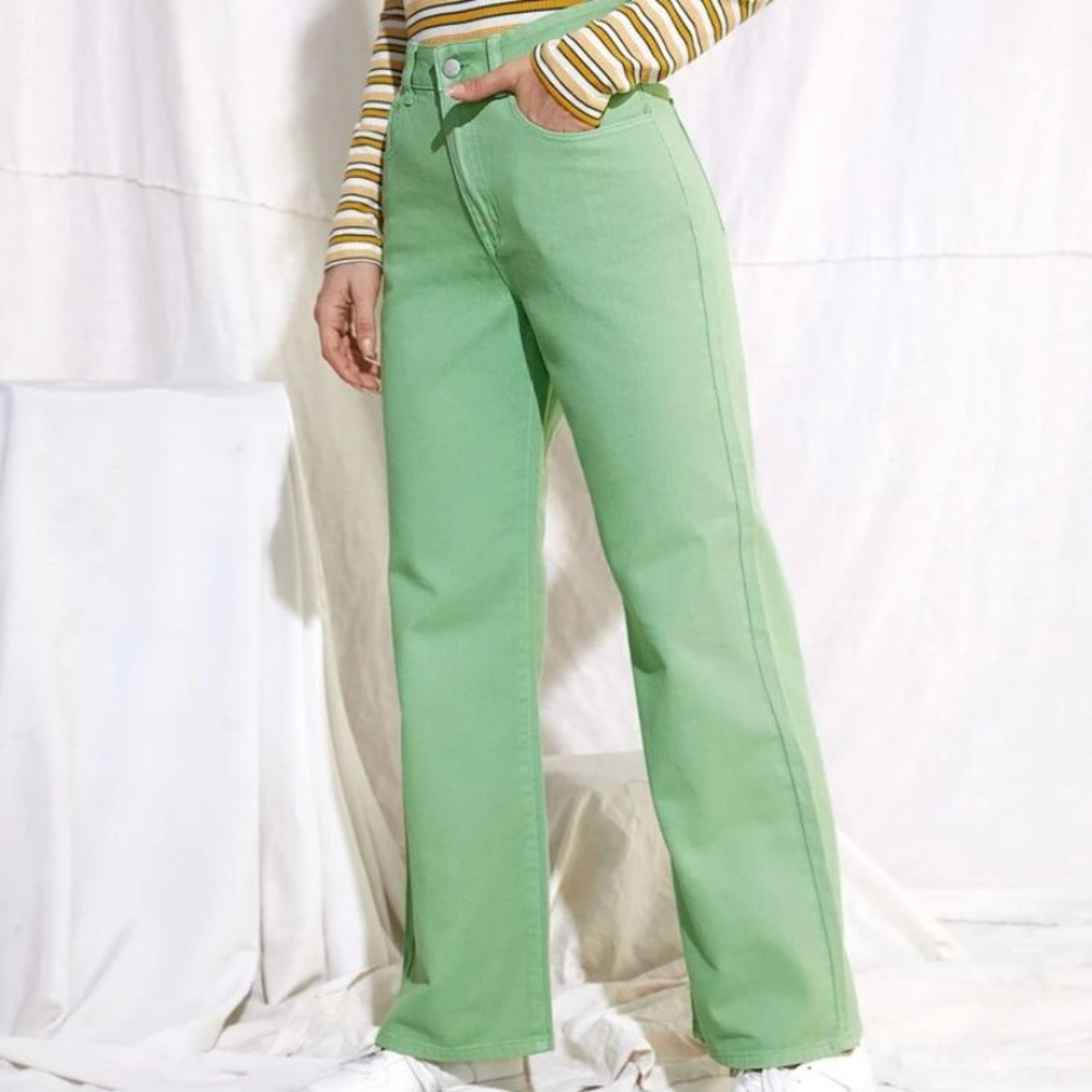 Sea foam green straight leg jeans